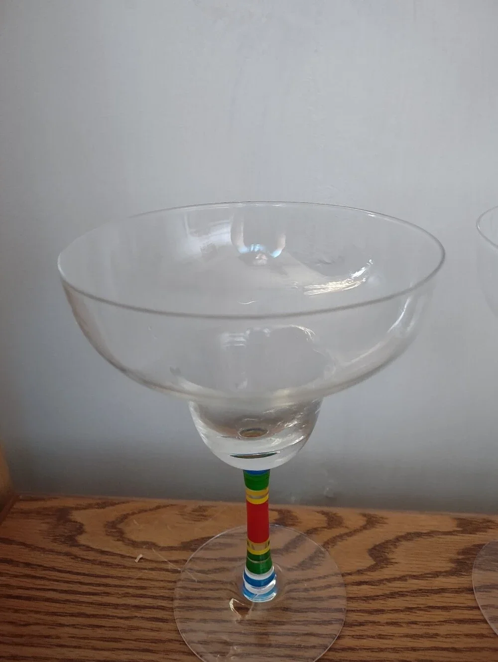 Margarita Cocktail Glasses Hand Painted Rainbow Stem 6 1/2